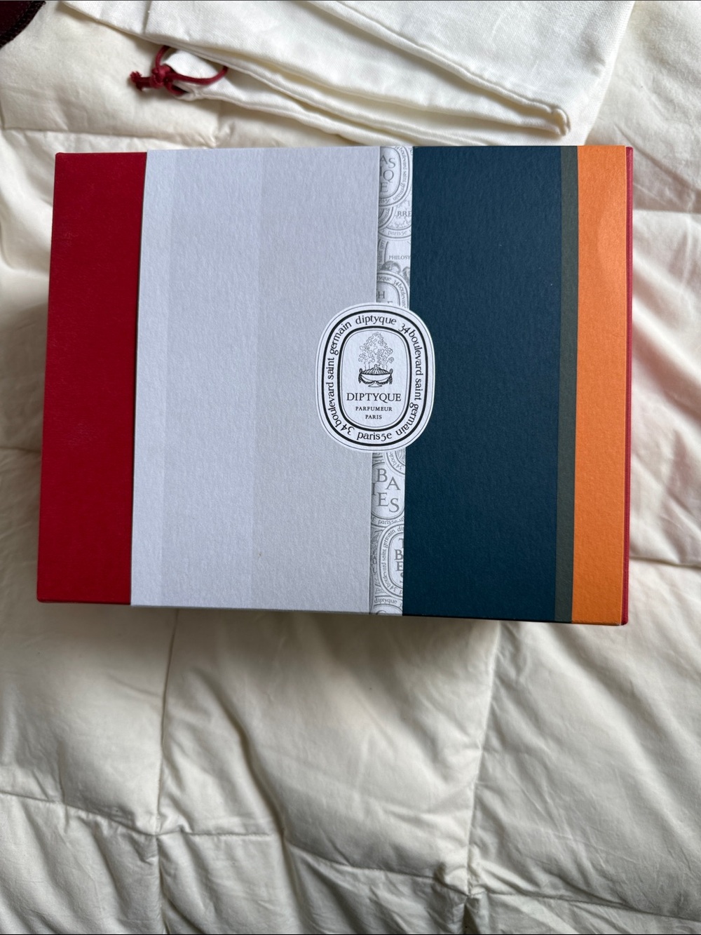 diptyque Red Gift Box with White Branded Tissue